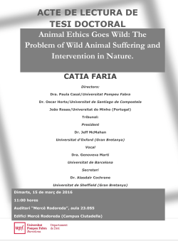 Lectura de Tesi Doctoral Catia Faria 15 mar&ccedil; 2016