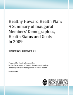 Healthy Howard Health Plan: A summary of inaugural members&rsquo; demographics and health goals