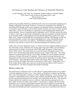 Leaf Bioassays, Foliar Residues and Tolerances on Marketable Blueberries