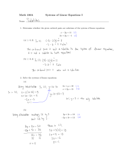 Systems of Linear Equations I Worksheet