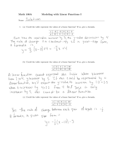 Modeling with Linear Functions I Worksheet
