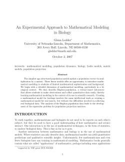 An experimental approach to mathematical modeling in biology