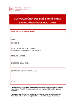 Sol&middot;licitud VII i VIII Premi extraordinari de Doctorat