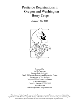 Pesticide Update Oregon and Washington, Jan 2016