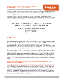 ECONOMICS OF GENETICALLY ENGINEERED CROPS IN AGRICULTURE