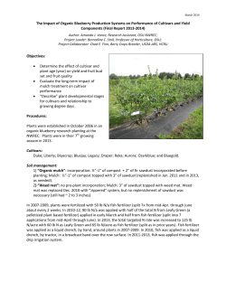 The impact of organic blueberry production systems on performance of cultivars and yield components
