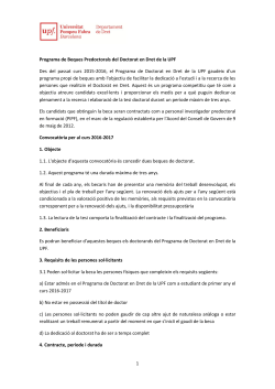 Convocat&ograve;ria beques Doctorat Dret 2016
