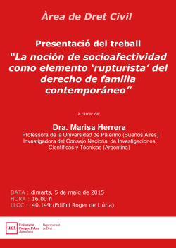 "La noci&oacute;n de socioafectividad como elemento "rupturista" del derecho de familia contempor&aacute;neo"