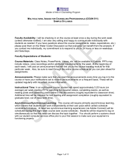 Sample Syllabus: COUN 511
