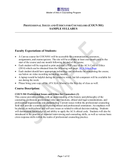 Sample Syllabus: COUN 501