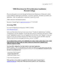Directions: Applying for your TIMS Teaching Certification