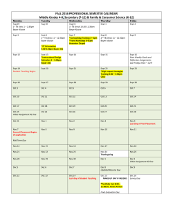 Fall 2015 Secondary, Family Consumer Science, and Grades 4-8