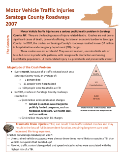 Motor Vehicle Traffic Injuries, Saratoga Roadways, 2007