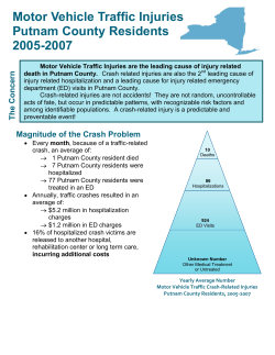 Motor Vehicle Traffic Injuries, Putnam, 2005-2007