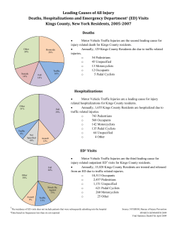 Leading Causes of All Injury, Deaths, Hospitalizations and Emergency Department Visits, Kings, 2005-2007