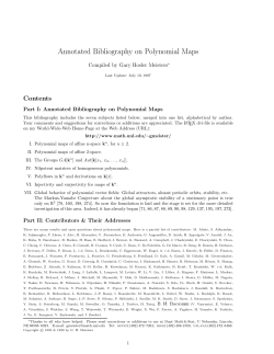 Annotated Bibliography on Polynomial Maps.