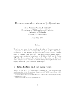 Maximum Determinant of ($\pm1$)-matrices