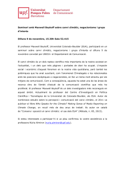 Seminar with Maxwell Boykoff on climate change, negationism, and interest groups