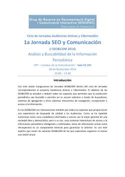 Ciclo de Jornadas Audiencias Activas y Cibermedios "1 Jornada SEO y Comunicaci n"