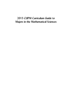 2015 CUPM Curriculum Guide to Majors in the Mathematical Sciences