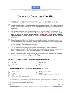 Supervisor Departure Checklist