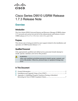 Cisco Series D9510 USRM Release 1.7.3 Release Note
