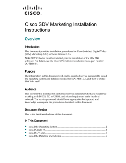 Cisco SDV Marketing Installation Guide