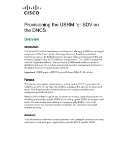 Provisioning the USRM for SDV on the DNCS User Guide
