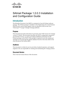 SAImet Package 1.0.0.3 Installation and Configuration Guide