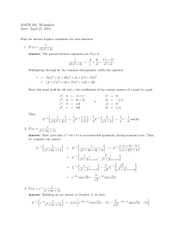 Inverse Laplace transform worksheet solutions