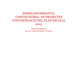Presentaci de la convocat ria - pressupost 2013