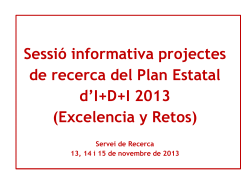 Presentaci de la convocat ria - sol licitud, mem ria 2013