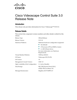 Cisco Videoscape Control Suite 3.0 Release Note
