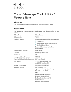Cisco Videoscape Control Suite 3.1 Release Note