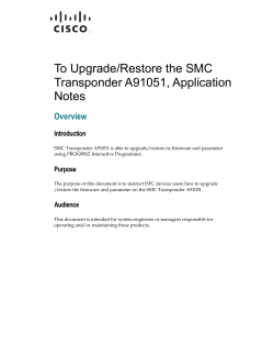 To Upgrade/Restore the SMC Transponder A91051, Application Notes