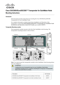 Cisco DOCSIS/Euro-DOCSIS Transponder for GainMaker Nodes Mounting Instruction