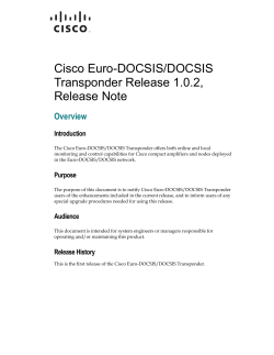 Cisco Euro-DOCSIS/DOCSIS Transponder Release Note