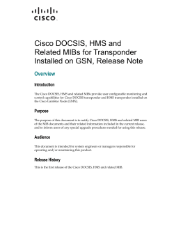 Cisco DOCSIS,HMS and Related MIBs for GSN DOCSIS Transponder Release Note