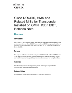 Cisco DOCSIS,HMS and Related MIBs for GMN HGD-HDBT DOCSIS Transponder Release Note