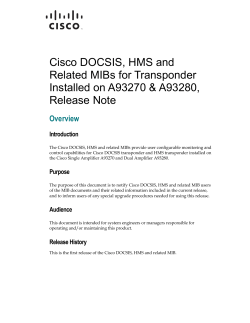 Cisco DOCSIS,HMS and Related MIBs for A93270-A93280 DOCSIS Transponder Release Note