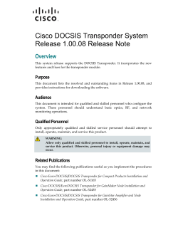 Cisco DOCSIS Transponder System Release 1.00.08 Release Note