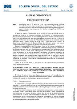 beca de formaci n en biblioteconom a y documentaci n relacionada con los fondos bibliogr ficos del Tribunal Constituciona