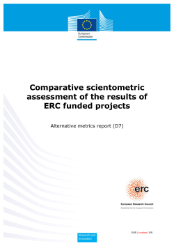 Comparative scientometric assessment of the results of ERC funded projects - Alternative metrics report