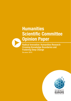 Humanities Scientific Committee Opinion Paper - Radical Innovation: Humanities Research Crossing Knowledge Boundaries and Fostering Deep Change