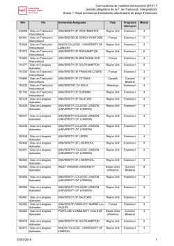 Annex 1- Llistat provisional d'estudiants adjudicataris d'una pla a d'intercanvi
