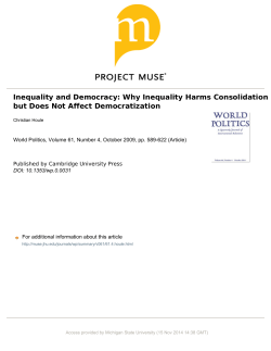 "Inequality and Democracy: Why Inequality Harms Consolidation but Does Not Affect Democratization,"