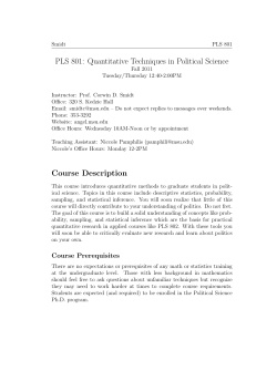 801 Quantitative Techniques in Political Science