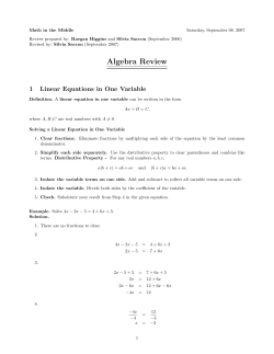 Algebra Review