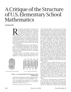 Ma, L. (2013). A critique of the structure of U.S. elementary school mathematics. Notices of the American Mathematical Society, 60(10), 1282-1296.