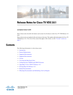Release Notes for Cisco TV VDS 3.8.1